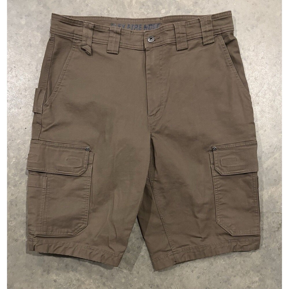 Duluth Trading Co Flex Fire Hose Cargo Shorts Mens 34 Relaxed Fit Brown